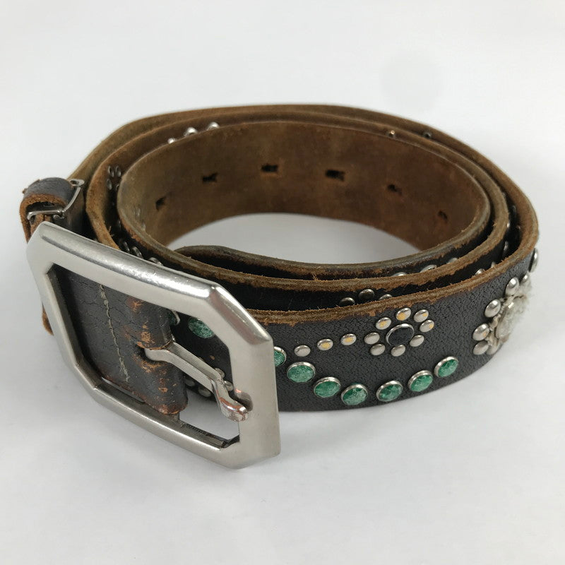 【中古品】【メンズ】 USED スタッズベルト BROWN ※使用感有 歪みあり ベルト 205-260529-io-15-fuzh 万代Net店