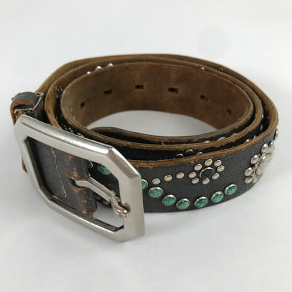 【中古品】【メンズ】 USED スタッズベルト BROWN ※使用感有 歪みあり ベルト 205-260529-io-15-fuzh 万代Net店
