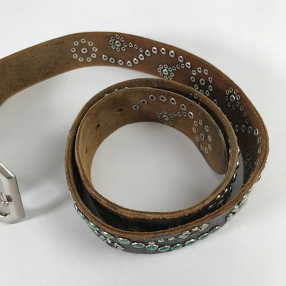【中古品】【メンズ】 USED スタッズベルト BROWN ※使用感有 歪みあり ベルト 205-260529-io-15-fuzh 万代Net店