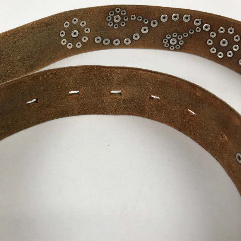 【中古品】【メンズ】 USED スタッズベルト BROWN ※使用感有 歪みあり ベルト 205-260529-io-15-fuzh 万代Net店