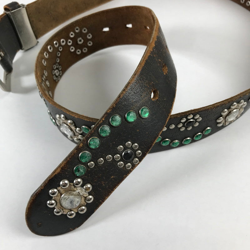 【中古品】【メンズ】 USED スタッズベルト BROWN ※使用感有 歪みあり ベルト 205-260529-io-15-fuzh 万代Net店