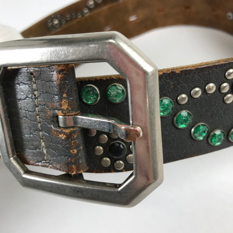 【中古品】【メンズ】 USED スタッズベルト BROWN ※使用感有 歪みあり ベルト 205-260529-io-15-fuzh 万代Net店