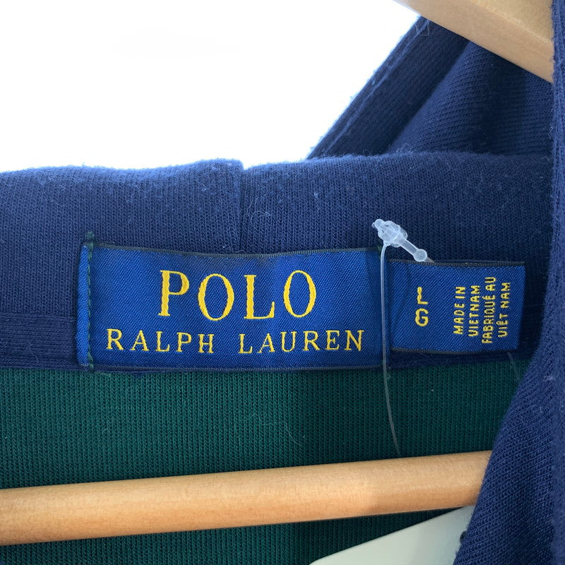 【中古品】【メンズ】 RALPH LAUREN ラルフローレン パーカー グリーンブルー メンズ Lサイズ 汚れ・毛の付着あり 145-260512-io-05-fuzh 万代Net店