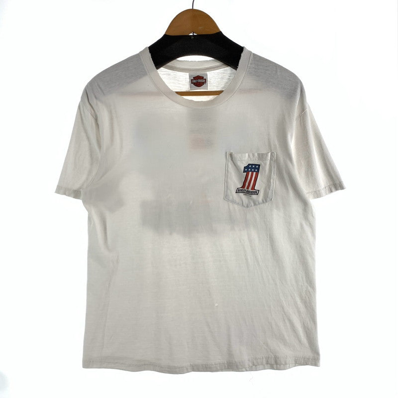 【中古品】【メンズ】 HARLEY-DAVIDSON SS TEE WHITE ハーレーダビッドソン 半袖Tシャツ カットソー ブランド 古着 145-260628-gm-17-fuz サイズ：不明 カラー：ホワイト 万代Net店