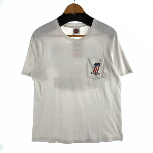 【中古品】【メンズ】 HARLEY-DAVIDSON SS TEE WHITE ハーレーダビッドソン 半袖Tシャツ カットソー ブランド 古着 145-260628-gm-17-fuz サイズ：不明 カラー：ホワイト 万代Net店