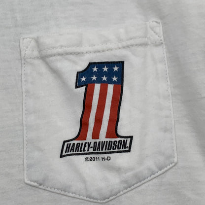 【中古品】【メンズ】 HARLEY-DAVIDSON SS TEE WHITE ハーレーダビッドソン 半袖Tシャツ カットソー ブランド 古着 145-260628-gm-17-fuz サイズ：不明 カラー：ホワイト 万代Net店