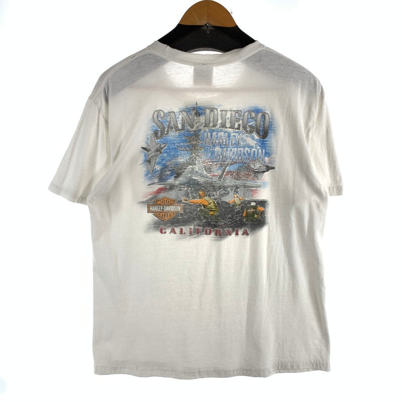 【中古品】【メンズ】 HARLEY-DAVIDSON SS TEE WHITE ハーレーダビッドソン 半袖Tシャツ カットソー ブランド 古着 145-260628-gm-17-fuz サイズ：不明 カラー：ホワイト 万代Net店