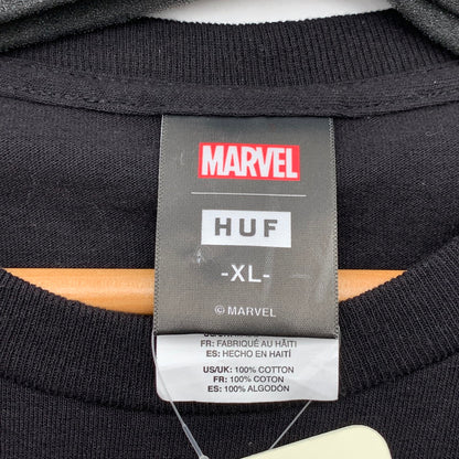 【中古品】【メンズ】 HUF×MARVEL 半袖Tシャツ ハフ×マーベル カットソー ブランド 古着 142-260524-gm-05-fuz サイズ：XL カラー：ブラック 万代Net店