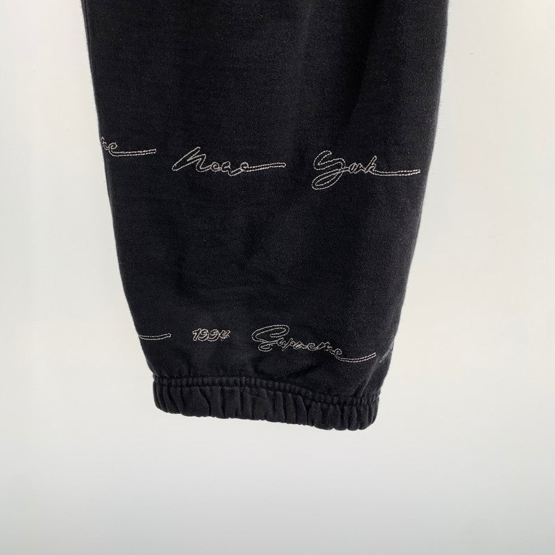 【中古品】【メンズ】 SUPREME シュプリーム SCRIPT STIPE SWEATPANTS スクリプト ストライプ スウェットパンツ メンズ Lサイズ ブラック 149-260517-io-05-fuzh 万代Net店