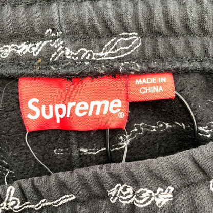 【中古品】【メンズ】 SUPREME シュプリーム SCRIPT STIPE SWEATPANTS スクリプト ストライプ スウェットパンツ メンズ Lサイズ ブラック 149-260517-io-05-fuzh 万代Net店