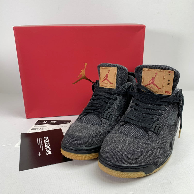 【中古品】【メンズ】 NIKE×LEVI’S ナイキ×リーバイス AO2571-001 AIR JORDAN 4 RETRO エアジョーダン4レトロ BLACK DENIM ブラックデニム スニーカー キーホルダー 箱付属 160-260525-ny-09-fuz サイズ：28.0cm カラー：ブラック 万代Net店