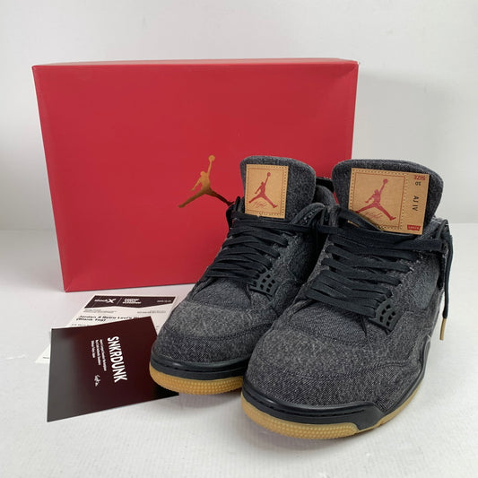 【中古品】【メンズ】 NIKE×LEVI’S ナイキ×リーバイス AO2571-001 AIR JORDAN 4 RETRO エアジョーダン4レトロ BLACK DENIM ブラックデニム スニーカー キーホルダー 箱付属 160-260525-ny-09-fuz サイズ：28.0cm カラー：ブラック 万代Net店
