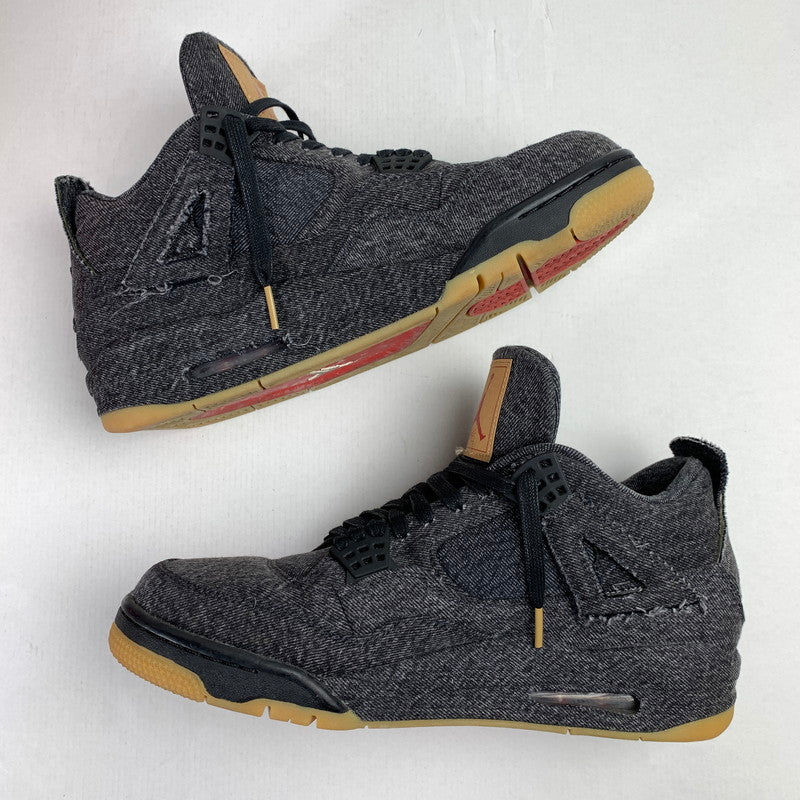 【中古品】【メンズ】 NIKE×LEVI’S ナイキ×リーバイス AO2571-001 AIR JORDAN 4 RETRO エアジョーダン4レトロ BLACK DENIM ブラックデニム スニーカー キーホルダー 箱付属 160-260525-ny-09-fuz サイズ：28.0cm カラー：ブラック 万代Net店