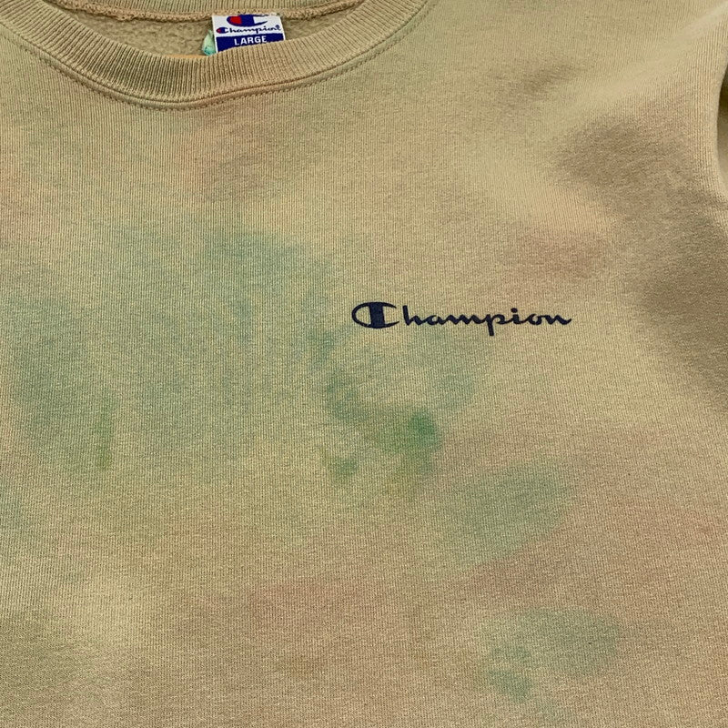 【中古品】【メンズ】 90s CHAMPION SWEAT チャンピオン スウェット トレーナー ブランド 古着 トップス 145-260530-gm-41-fuz サイズ：L カラー：ベージュ タイダイ 万代Net店