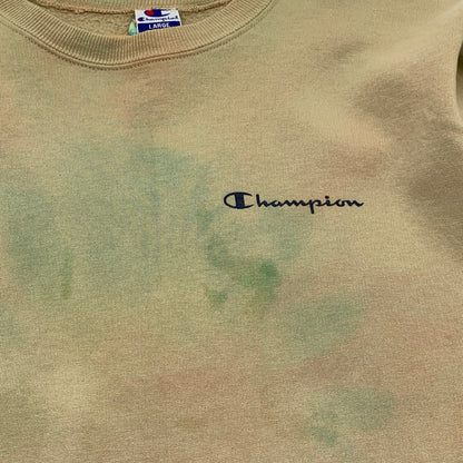 【中古品】【メンズ】 90s CHAMPION SWEAT チャンピオン スウェット トレーナー ブランド 古着 トップス 145-260530-gm-41-fuz サイズ：L カラー：ベージュ タイダイ 万代Net店