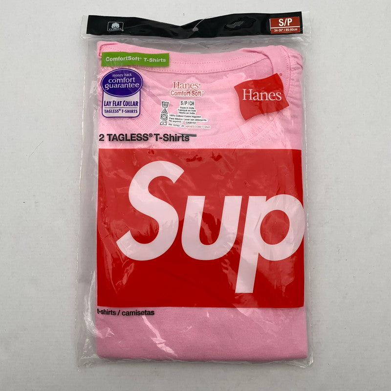 【中古美品】【メンズ】 SPREME × HANES シュプリーム ヘインズ TAGLESS TEE タグレス Tシャツ 半袖 トップス 古着 149-260518-mh-07-fuzh サイズ：S カラー：ピンク 万代Net店