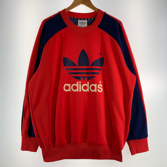 【中古品】【メンズ/レディース】 ADIDAS アディダス ラグラン スウェット 万国旗 145-260522-ny-09-fuz サイズ：XL カラー：レット×ネイビー 万代Net店