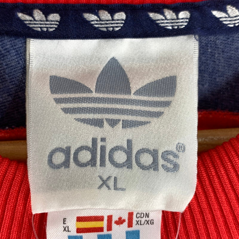 【中古品】【メンズ/レディース】 ADIDAS アディダス ラグラン スウェット 万国旗 145-260522-ny-09-fuz サイズ：XL カラー：レット×ネイビー 万代Net店