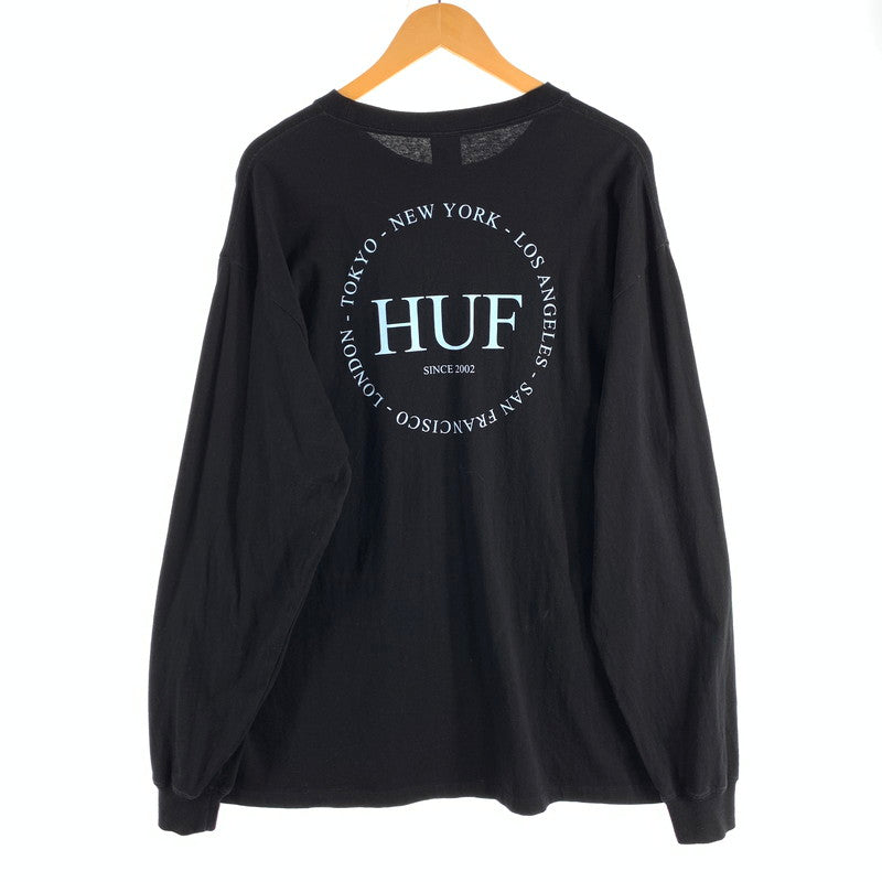 【中古品】【メンズ】 HUF ハフ 長袖Tシャツ カットソー ブランド 古着 142-260524-gm-02-fuz サイズ：XL カラー：ブラック 万代Net店