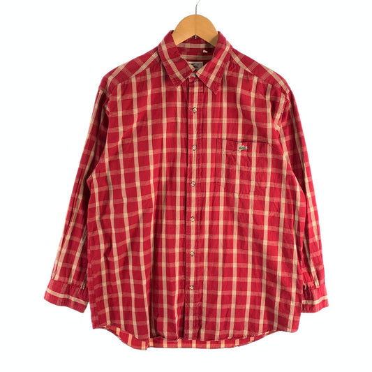 【中古品】【メンズ】 LACOSTE 長袖シャツ ラコステ カジュアルシャツ ブランド 古着 145-260523-gm-09-fuzh サイズ：3 カラー：レッド 万代Net店