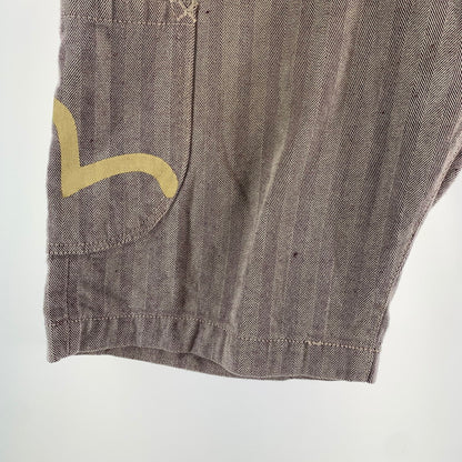 【中古品】【メンズ】 EVISU エヴィス ハーフパンツ カモメプリント ヘイリーボーン 156-260522-ny-13-fuz サイズ：W38 カラー：パープル 万代Net店