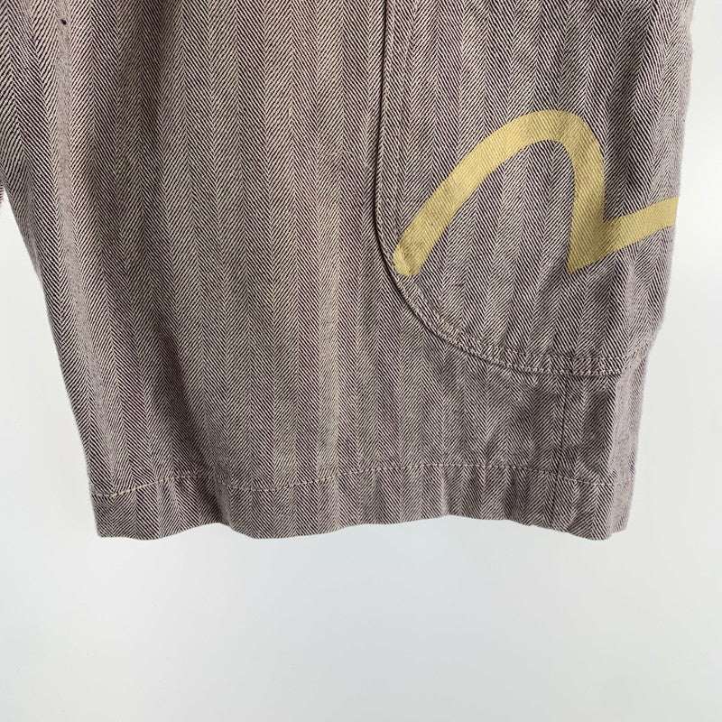 【中古品】【メンズ】 EVISU エヴィス ハーフパンツ カモメプリント ヘイリーボーン 156-260522-ny-13-fuz サイズ：W38 カラー：パープル 万代Net店