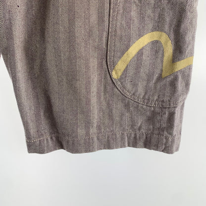【中古品】【メンズ】 EVISU エヴィス ハーフパンツ カモメプリント ヘイリーボーン 156-260522-ny-13-fuz サイズ：W38 カラー：パープル 万代Net店