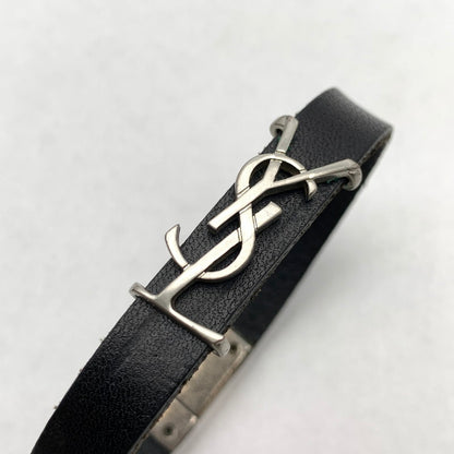 【中古品】【メンズ】 SAINT LAURENT サンローラン レザー オピウム カサンドラ ブレスレット 182-260524-mh-03-fuz カラー：ブラック 万代Net店