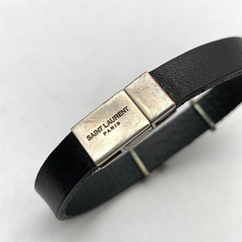 【中古品】【メンズ】 SAINT LAURENT サンローラン レザー オピウム カサンドラ ブレスレット 182-260524-mh-03-fuz カラー：ブラック 万代Net店