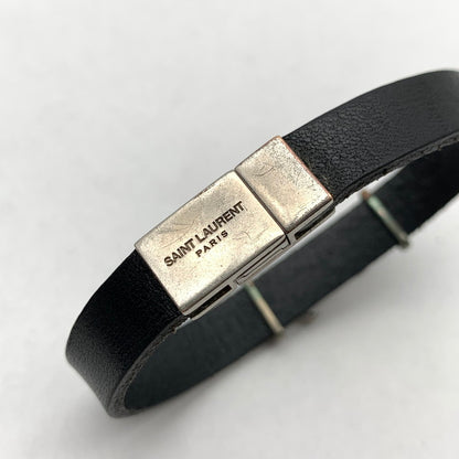 【中古品】【メンズ】 SAINT LAURENT サンローラン レザー オピウム カサンドラ ブレスレット 182-260524-mh-03-fuz カラー：ブラック 万代Net店