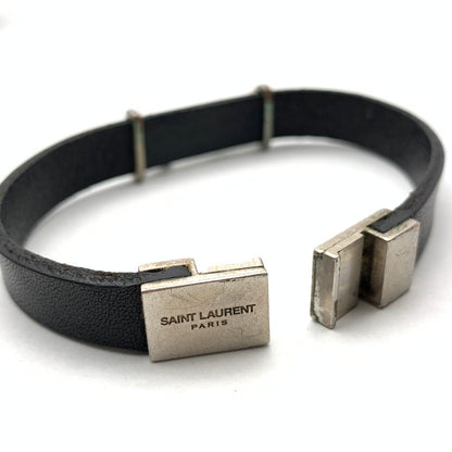 【中古品】【メンズ】 SAINT LAURENT サンローラン レザー オピウム カサンドラ ブレスレット 182-260524-mh-03-fuz カラー：ブラック 万代Net店