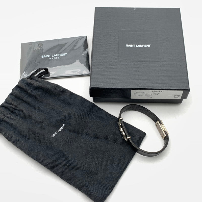 【中古品】【メンズ】 SAINT LAURENT サンローラン レザー オピウム カサンドラ ブレスレット 182-260524-mh-03-fuz カラー：ブラック 万代Net店