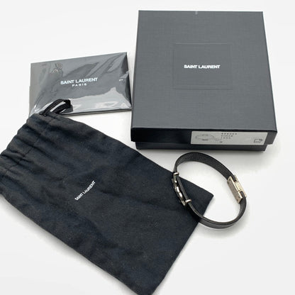 【中古品】【メンズ】 SAINT LAURENT サンローラン レザー オピウム カサンドラ ブレスレット 182-260524-mh-03-fuz カラー：ブラック 万代Net店