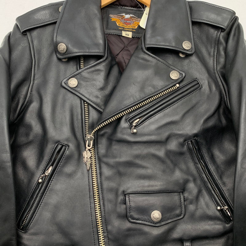【中古品】【レディース】 HARLEY DAVIDSON ダブルライダースジャケット レザージャケット アウター ブランド 古着 ハーレーダビットソン 145-260523-gm-02-fuzh サイズ：XS カラー：ブラック 万代Net店