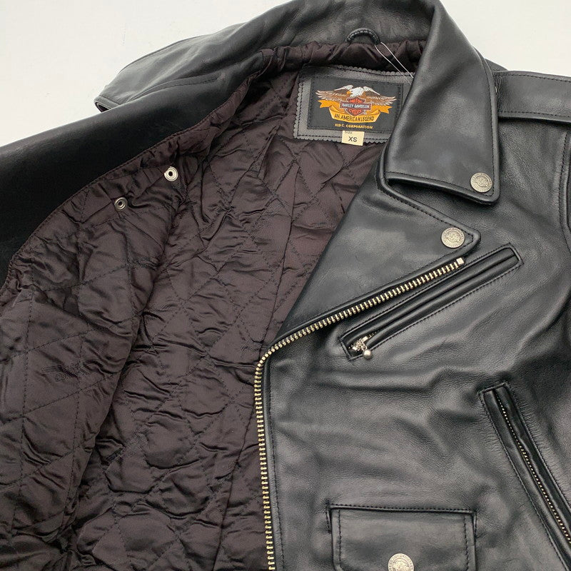 【中古品】【レディース】 HARLEY DAVIDSON ダブルライダースジャケット レザージャケット アウター ブランド 古着 ハーレーダビットソン 145-260523-gm-02-fuzh サイズ：XS カラー：ブラック 万代Net店