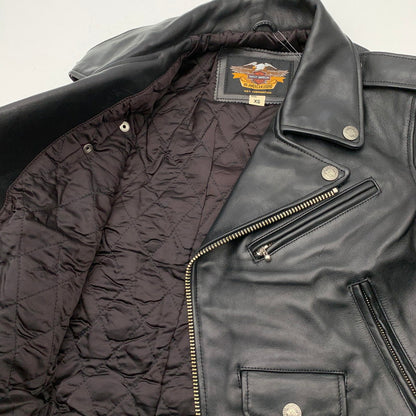 【中古品】【レディース】 HARLEY DAVIDSON ダブルライダースジャケット レザージャケット アウター ブランド 古着 ハーレーダビットソン 145-260523-gm-02-fuzh サイズ：XS カラー：ブラック 万代Net店