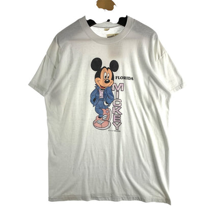 【中古品】【メンズ】 90s USED 半袖Tシャツ ミッキー シングルステッチ カットソー ブランド 古着 145-260523-gm-05-fuzh サイズ：不明 カラー：ホワイト 万代Net店