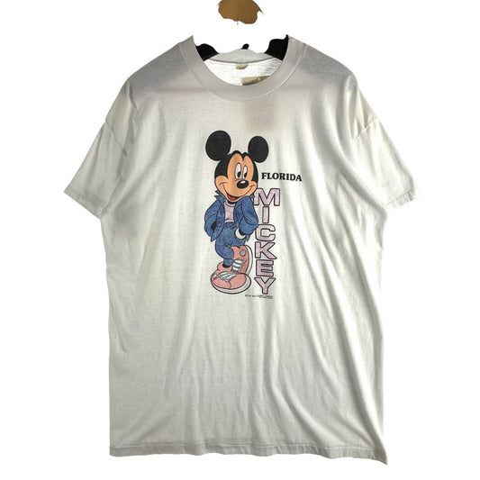 【中古品】【メンズ】 90s USED 半袖Tシャツ ミッキー シングルステッチ カットソー ブランド 古着 145-260523-gm-05-fuzh サイズ：不明 カラー：ホワイト 万代Net店
