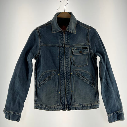 【中古品】【メンズ】 HYSTERIC GLAMOUR ヒステリックグラマー 0221AB08 ジップアップ デニム ジャケット アウター コート 古着 140-260603-mh-10-fuz サイズ：S カラー：インディゴ 万代Net店
