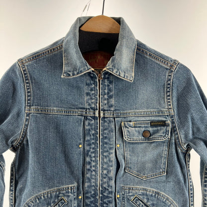 【中古品】【メンズ】 HYSTERIC GLAMOUR ヒステリックグラマー 0221AB08 ジップアップ デニム ジャケット アウター コート 古着 140-260603-mh-10-fuz サイズ：S カラー：インディゴ 万代Net店