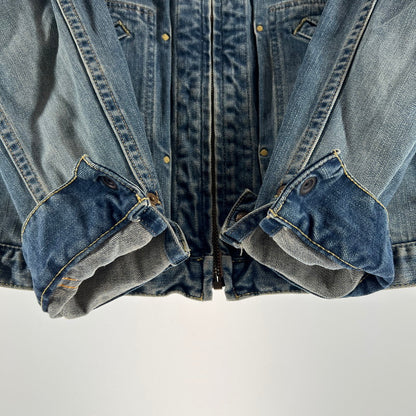 【中古品】【メンズ】 HYSTERIC GLAMOUR ヒステリックグラマー 0221AB08 ジップアップ デニム ジャケット アウター コート 古着 140-260603-mh-10-fuz サイズ：S カラー：インディゴ 万代Net店