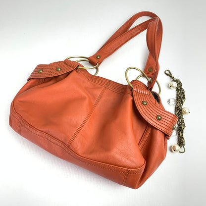 【中古品】【レディース】 MIT MITTE ミットミッテ バッグ オレンジ チェーン付 カバン かばん ハンドバッグ 188-260803-io-18-fuzh 万代Net店