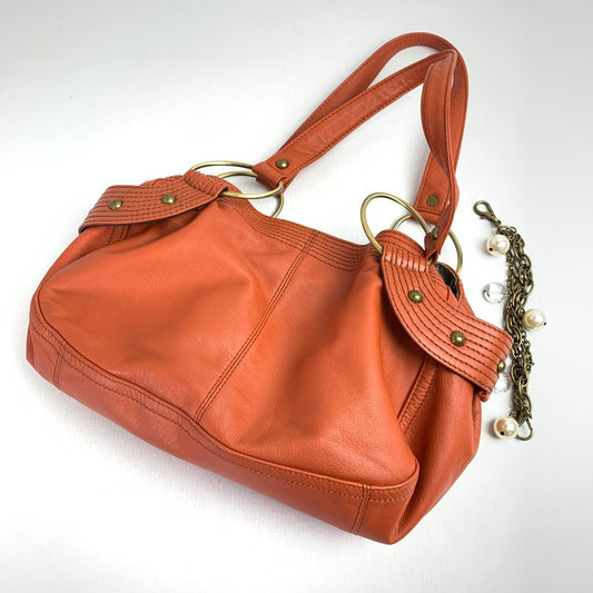 【中古品】【レディース】 MIT MITTE ミットミッテ バッグ オレンジ チェーン付 カバン かばん ハンドバッグ 188-260803-io-18-fuzh 万代Net店
