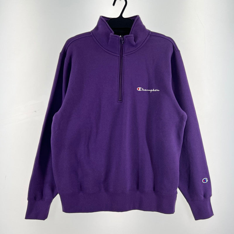 【中古品】【メンズ】 CHAMPION チャンピオン SWEATSHIRT PURPLE SIZE:L ハーフジップ スタンドカラー スウェットシャツ ※使用感有 148-260919-io-10-fuzh カラー：パープル 万代Net店