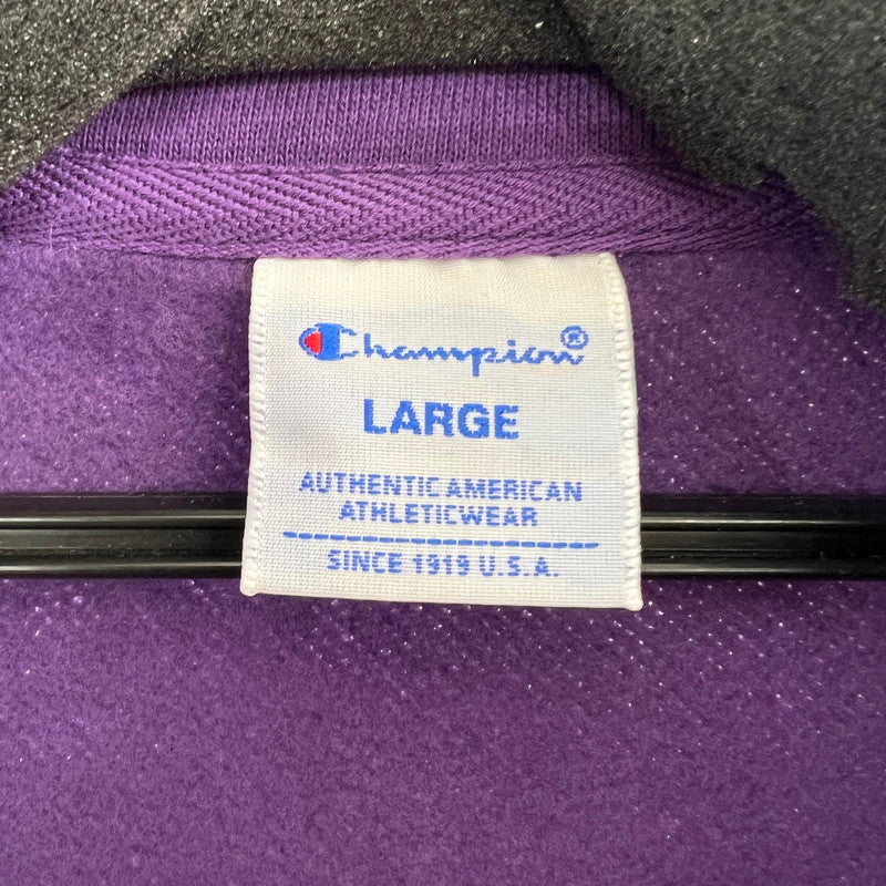 【中古品】【メンズ】 CHAMPION チャンピオン SWEATSHIRT PURPLE SIZE:L ハーフジップ スタンドカラー スウェットシャツ ※使用感有 148-260919-io-10-fuzh カラー：パープル 万代Net店