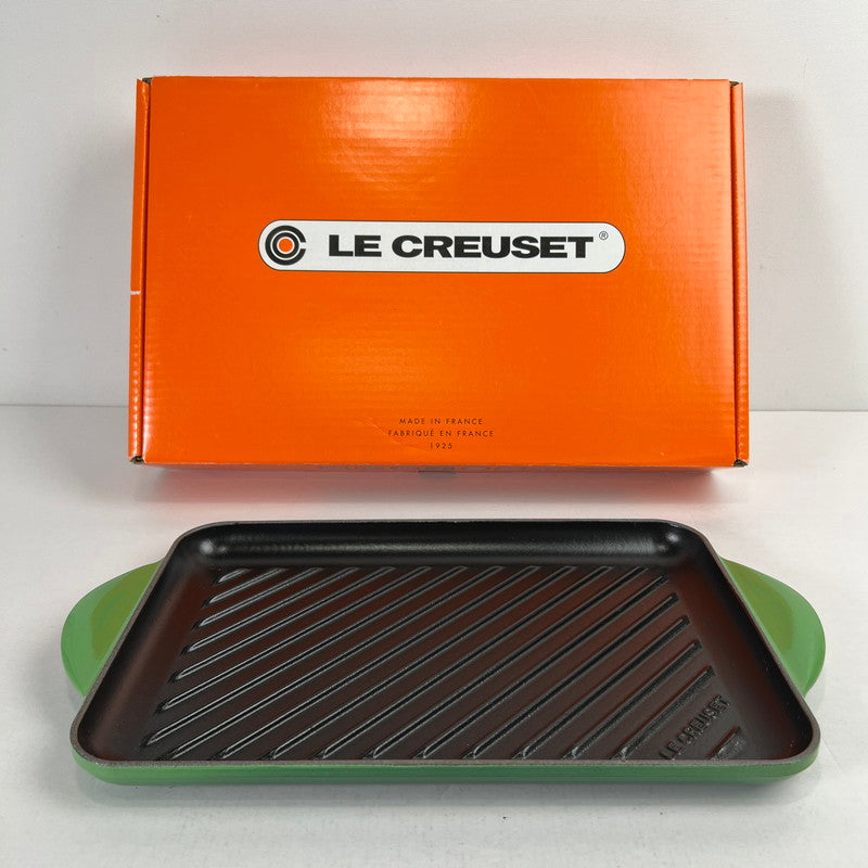 【中古美品】 E CREUSET ル・クルーゼ グリルパン グリル鍋 グリル レクタンギュラー BAMBOO GREEN 20202 32cm 098-260607-mh-12-fuz 万代Net店