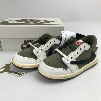 【中古美品】【キッズ】 TRAVIS SCOTT×NIKE トラヴィススコット ナイキ DO5441-200 PS AIR JORDAN 1 LOW OG SP "REVERSE OLIVE" KHAKI.WHITE/SIZE:13.0cm/シューレース.黒タグ.箱有 173-260913-io-01-fuzh 万代Net店