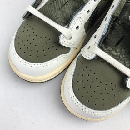 【中古美品】【キッズ】 TRAVIS SCOTT×NIKE トラヴィススコット ナイキ DO5441-200 PS AIR JORDAN 1 LOW OG SP "REVERSE OLIVE" KHAKI.WHITE/SIZE:13.0cm/シューレース.黒タグ.箱有 173-260913-io-01-fuzh 万代Net店