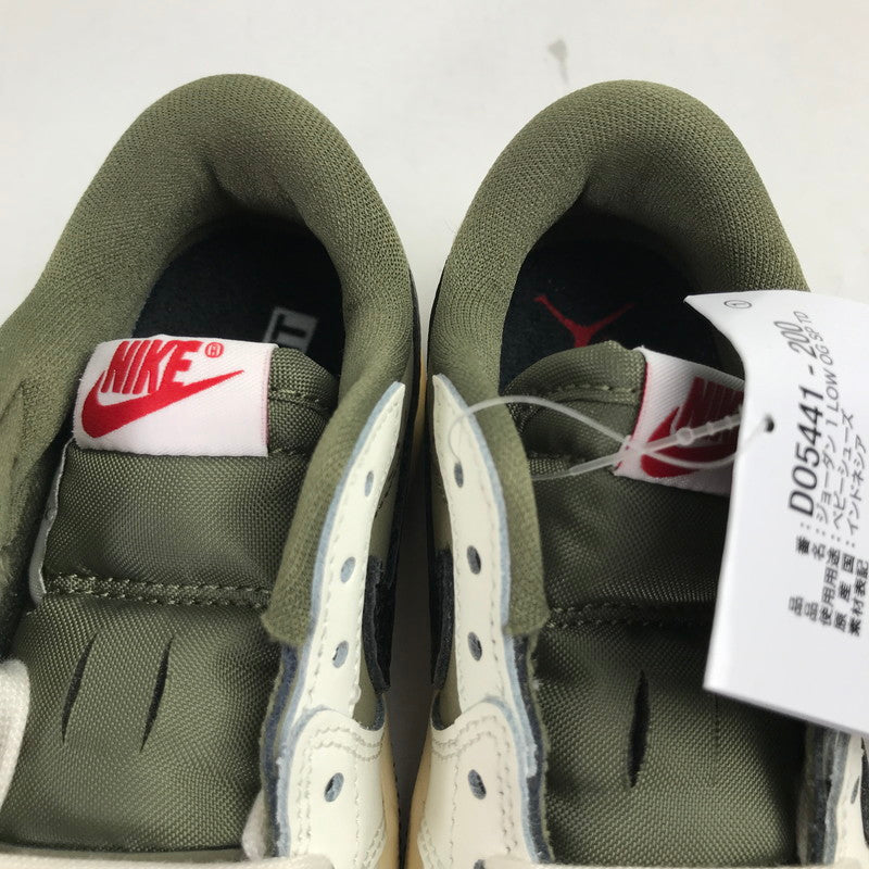 【中古美品】【キッズ】 TRAVIS SCOTT×NIKE トラヴィススコット ナイキ DO5441-200 PS AIR JORDAN 1 LOW OG SP "REVERSE OLIVE" KHAKI.WHITE/SIZE:13.0cm/シューレース.黒タグ.箱有 173-260913-io-01-fuzh 万代Net店