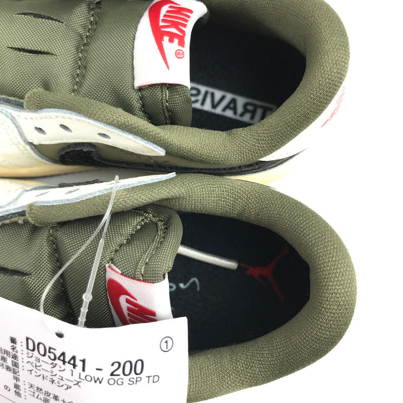 【中古美品】【キッズ】 TRAVIS SCOTT×NIKE トラヴィススコット ナイキ DO5441-200 PS AIR JORDAN 1 LOW OG SP "REVERSE OLIVE" KHAKI.WHITE/SIZE:13.0cm/シューレース.黒タグ.箱有 173-260913-io-01-fuzh 万代Net店